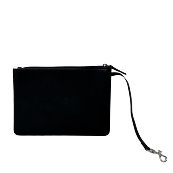 Calvin Klein Black Leather Wallet Bag Pouch Wristlet - Picture 2 of 6